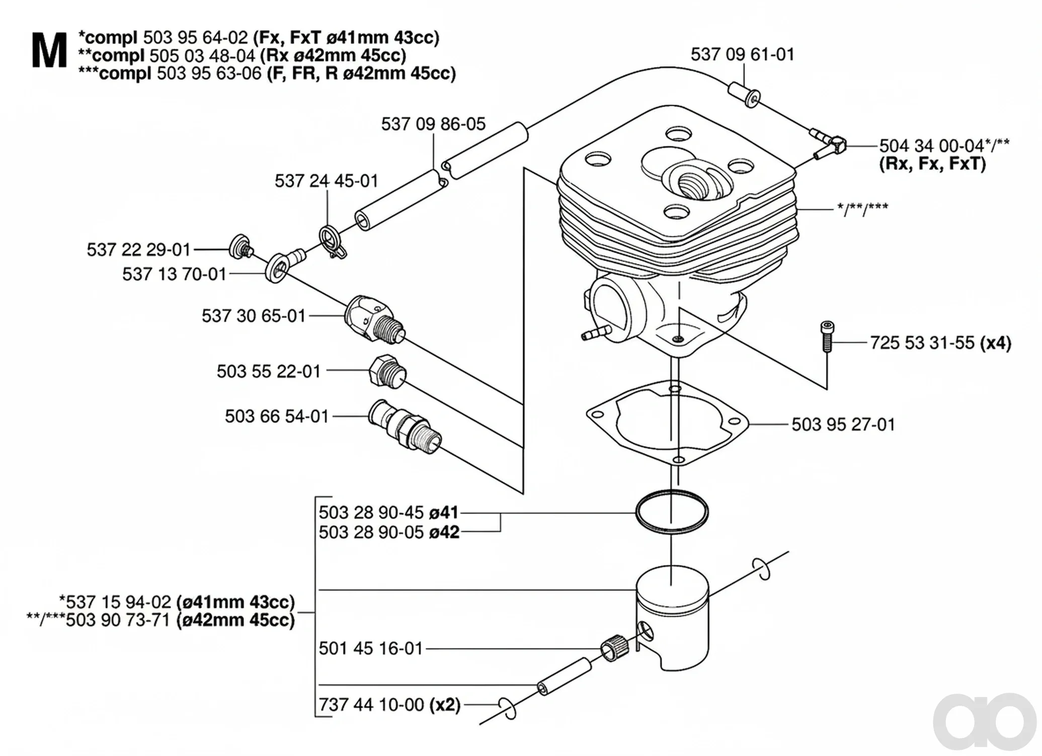 Husqvarna - 503956306 - Zylinder-Satz