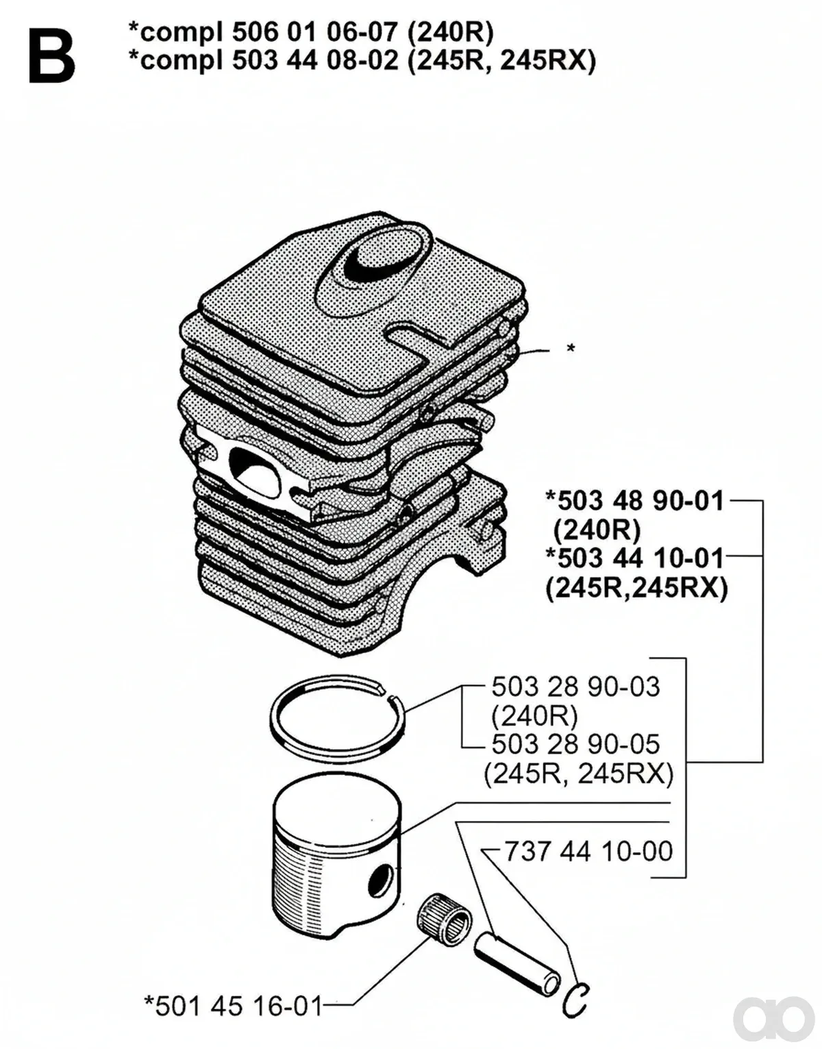 Husqvarna - 506010607 - Zylinderbaugruppe (240R)