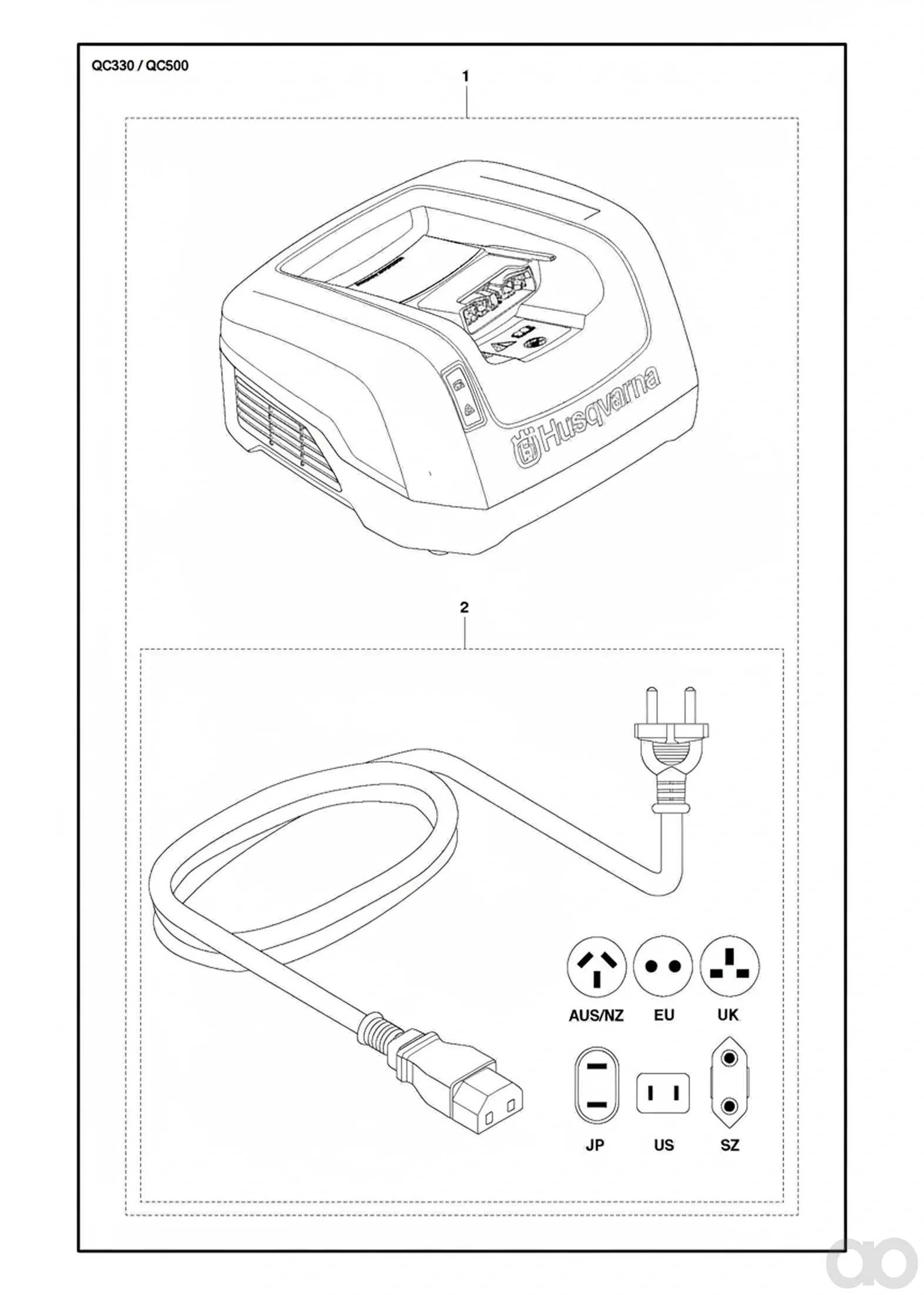 Husqvarna - 967091401 - Batterieladegeraet (QC330-Charger 330W, 220V-EU)