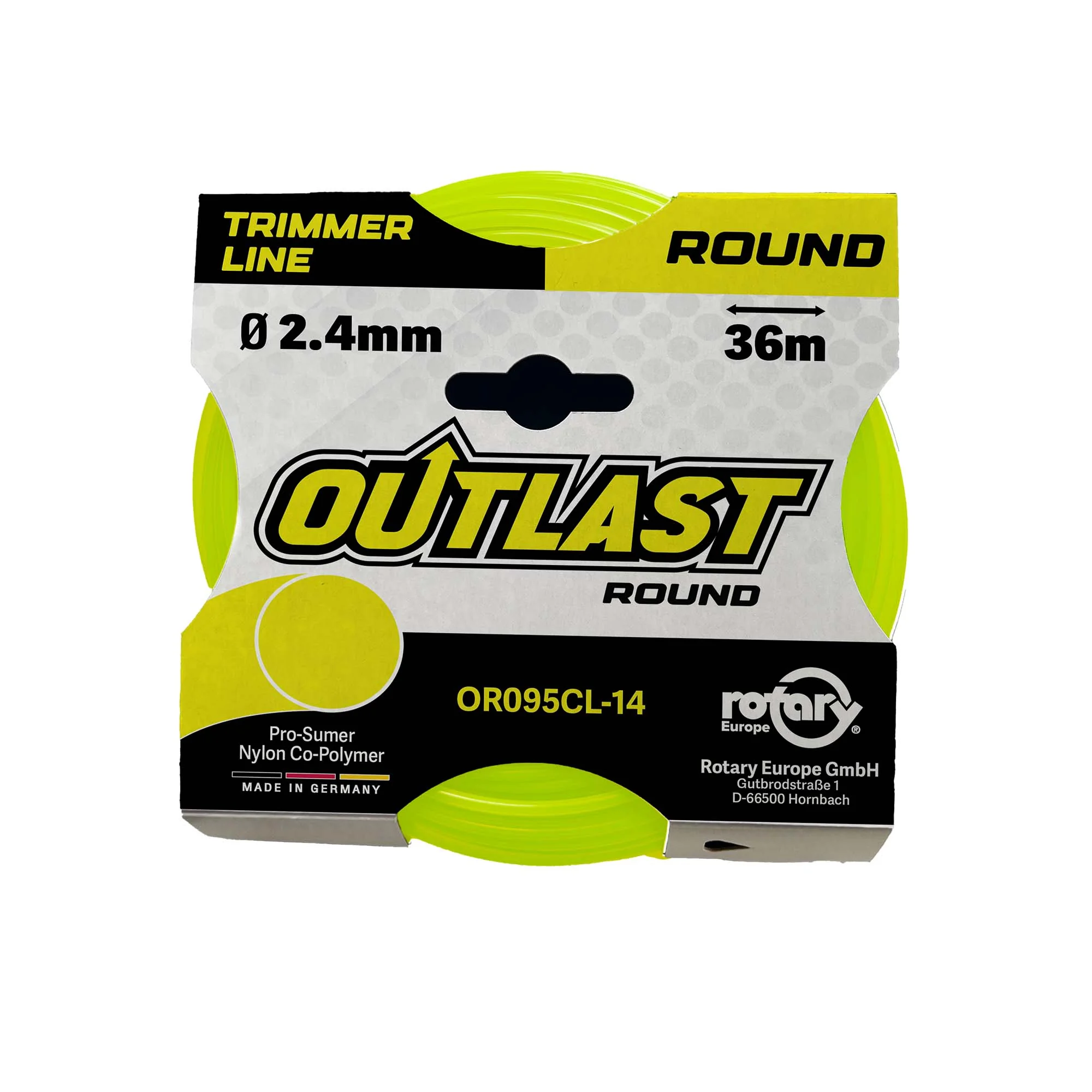 Rotary - 095CL14 - Gelbe runde Mähfaden .095/2,4 mm 36 m Outlast