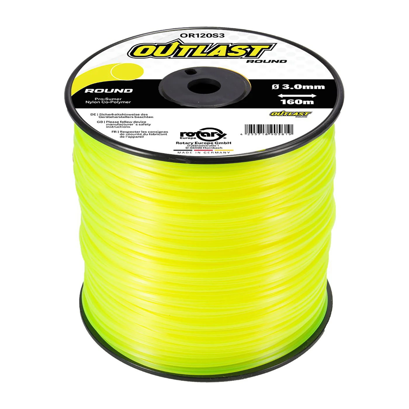 Rotary - 120S39 - Gelbe runde Mähfaden .120 Zoll/3,0 mm 160 m Outlast