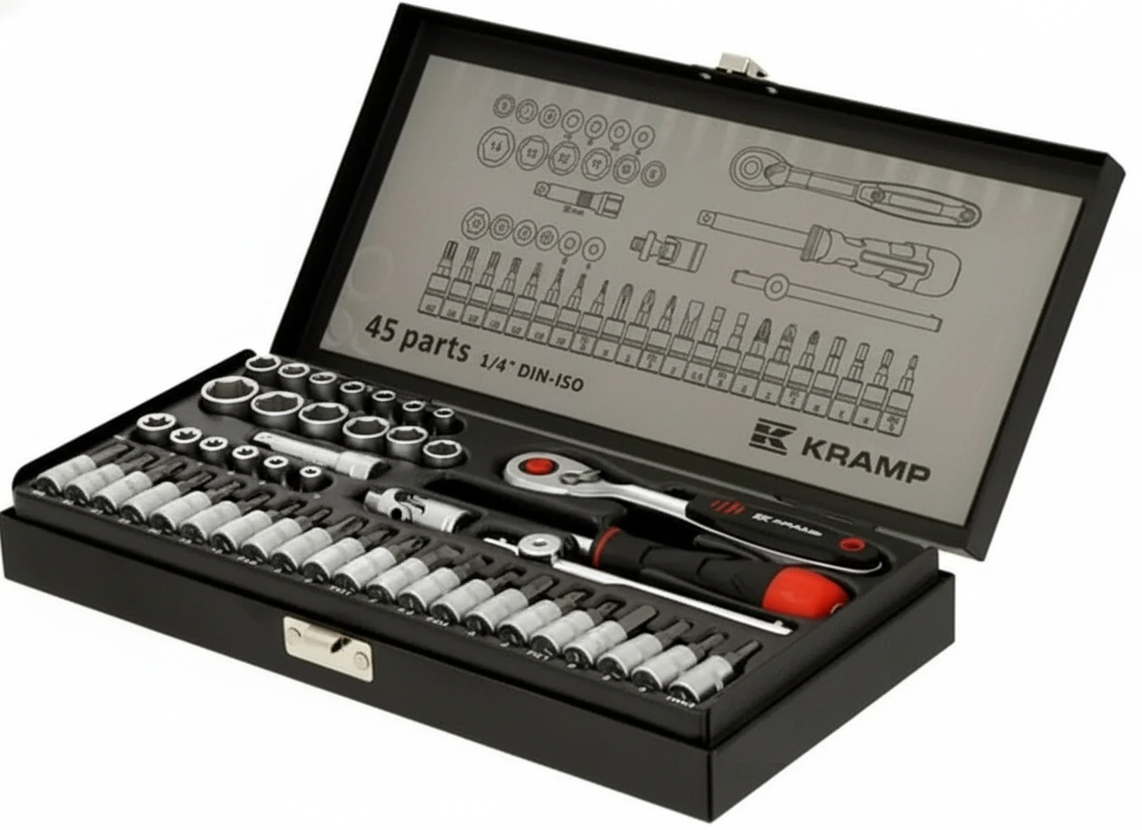 Kramp - 180445400KR - Steckschlüsselsatz 1/4" 45-teilig, Kramp