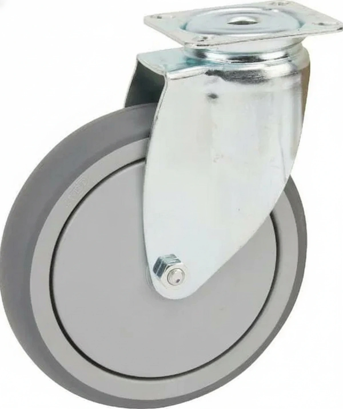 Kramp - 2470PJP100P50 - Lenkrolle, Gummilaufrad: Diameter 100x32mm, Plattenbefestigung: 77x67mm Belastung: 100kg, Tente