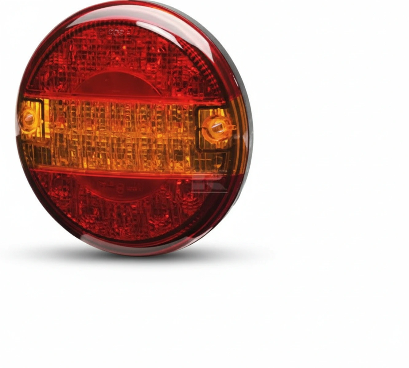 Kramp - 2SD357026001 - Rueckleuchte LED, Rund, 10/30V, Rot/Bernstein, Verschraubt, Diameter 140mm, 20 LED's, Hella ValueFit