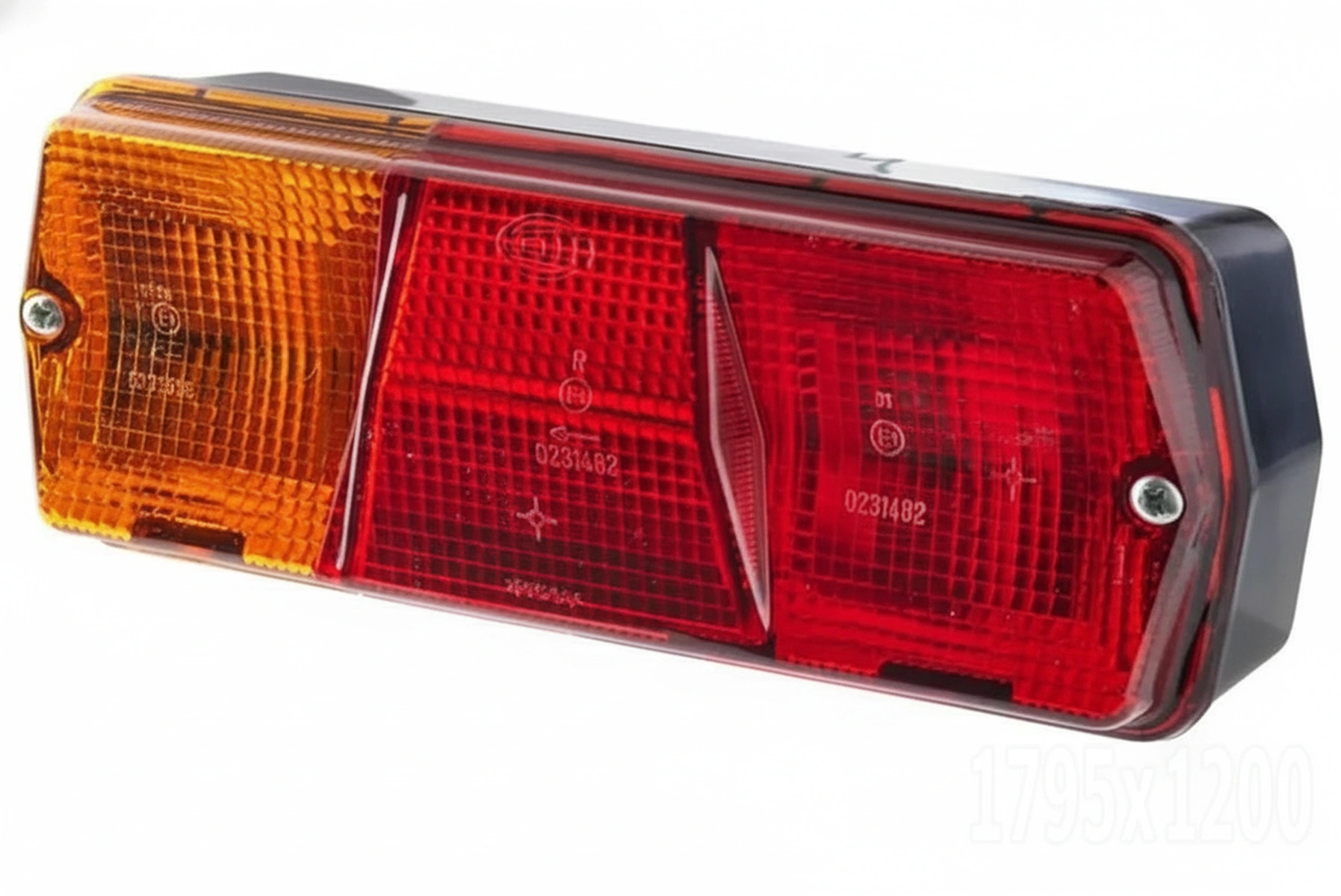Kramp - 2SE001680291 - Rueckleuchte LH Rechteckig, 12/24V, Rot/Orange/Bernstein, Verschraubt, 201x71x76mm, Hella