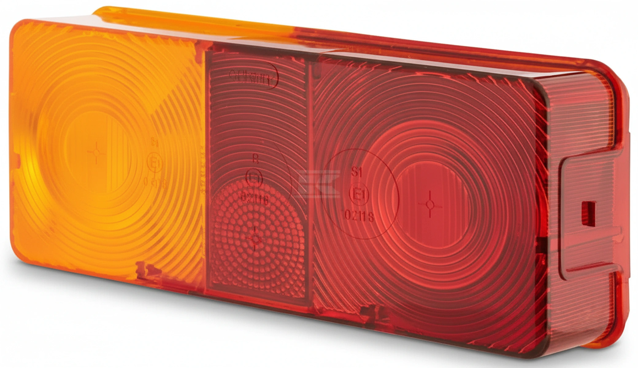 Kramp - 9EL112743001 - Lichtlinse, Bernsteinfarben/Rot, Rechteckig Hinten/Stangen Hella
