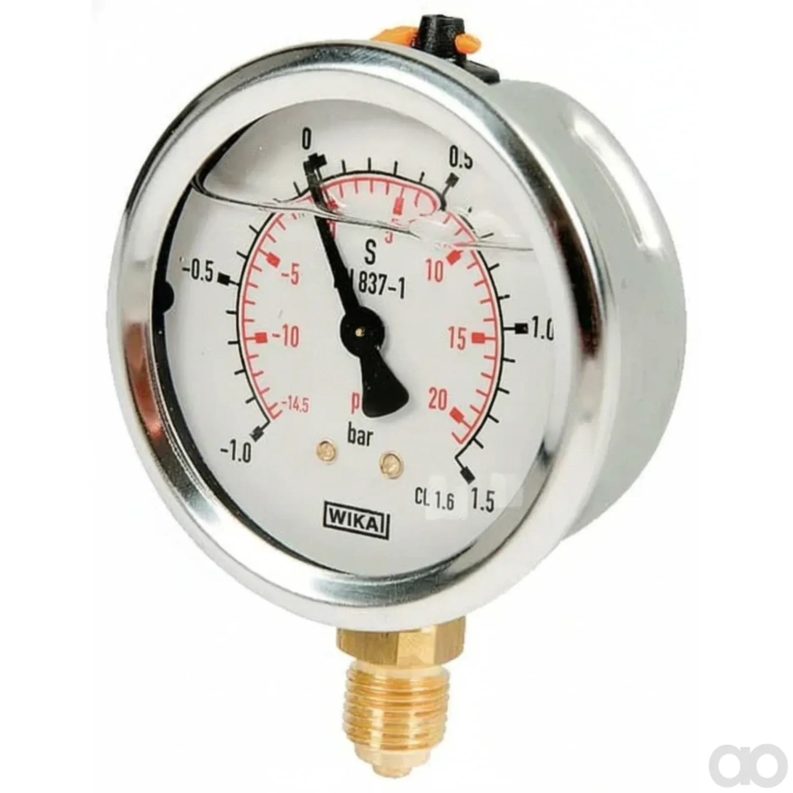 Kramp - B711WM0631015D - Manometer, Durchmesser 63 mm, von -1 bis +1,5 bar, Unteranschluss 1/4"