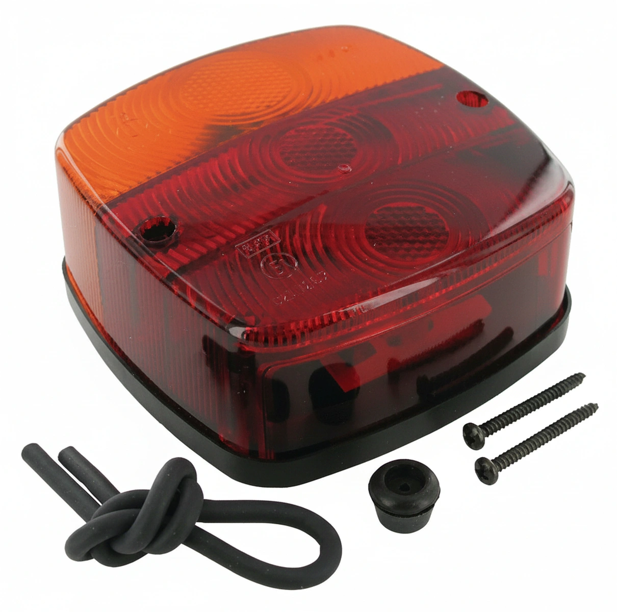 Kramp - BBS1235 - Ruecklicht quadratisch, 12V, rot/orange, verschraubt, Flachstecker, Geka