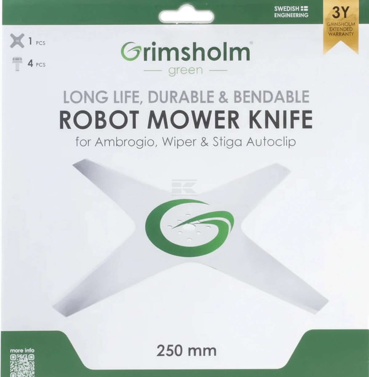 Kramp - FGP122 - Klinge fuer Stiga Autoclip, 29cm, 1x Klinge mit 4 Schrauben