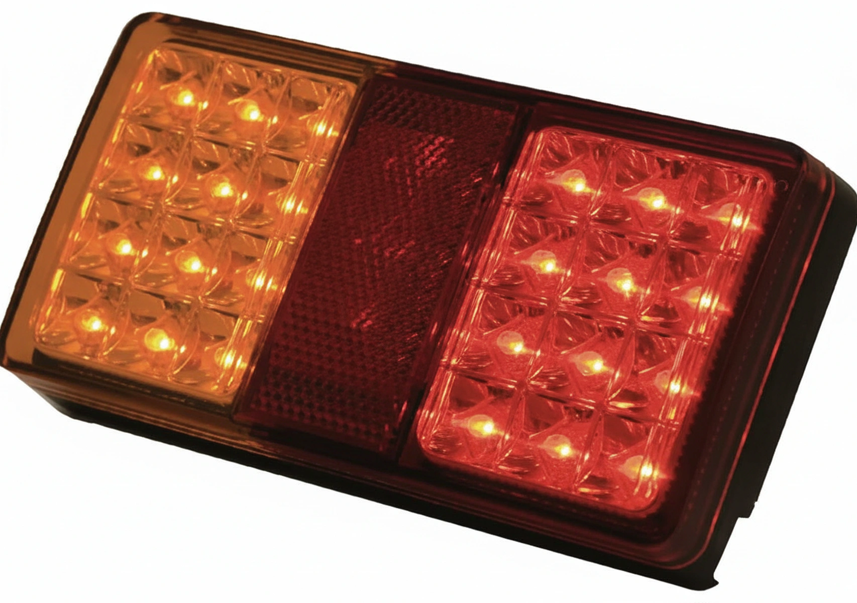 Kramp - LA26002AR - Rueckleuchte LED, Rechteckig, 12/24V, Rot/Orange, Verschraubt, 150x27x80mm, 24 LEDs