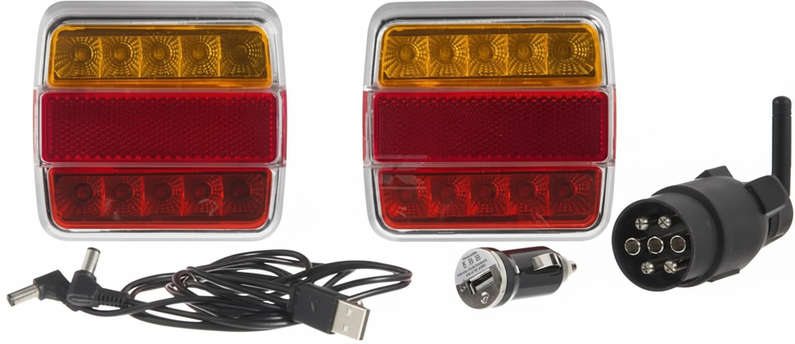 Kramp - LA60025 - Set kabelloser LED-Leuchten, quadratisch, 12 V, Li-Ion, Magnet, 7-polig