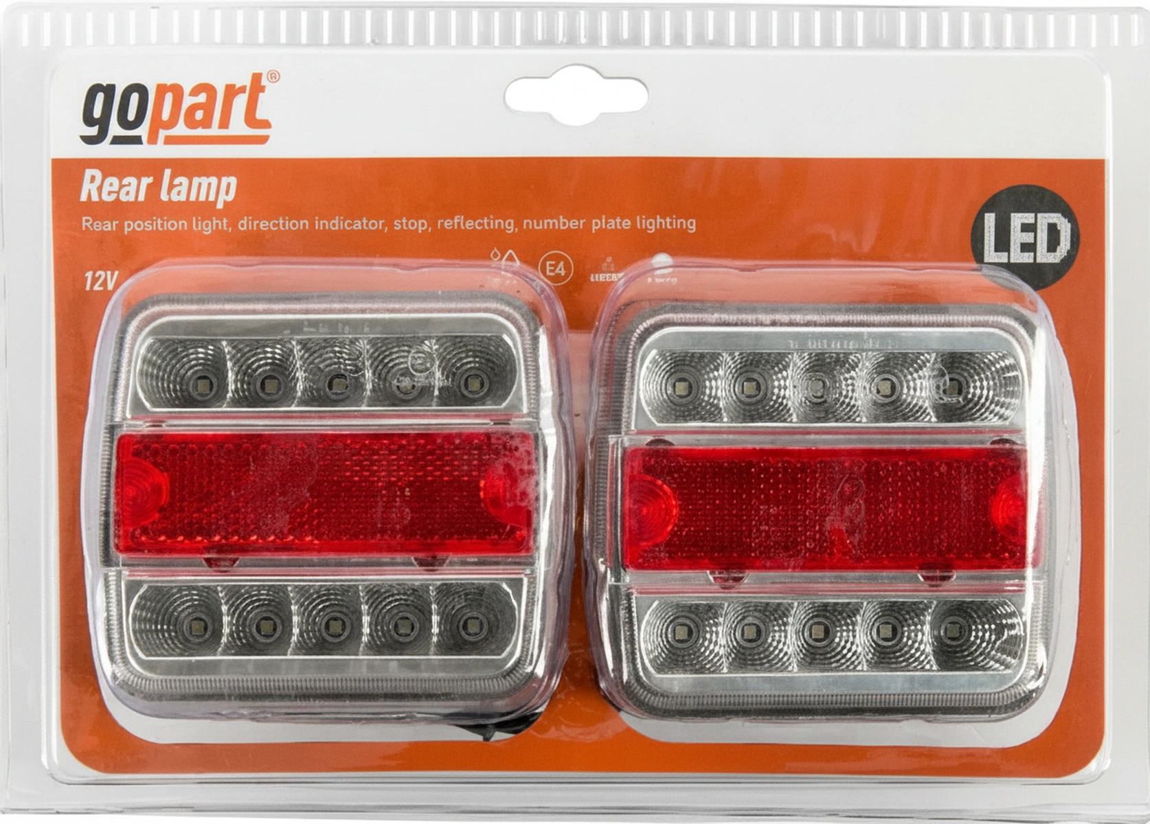 Kramp - LA99200SGP - Ruecklicht-Satz LED, Quadratisch, 12V, 100x100x40mm, Bajonett 5-Polig, Gopart