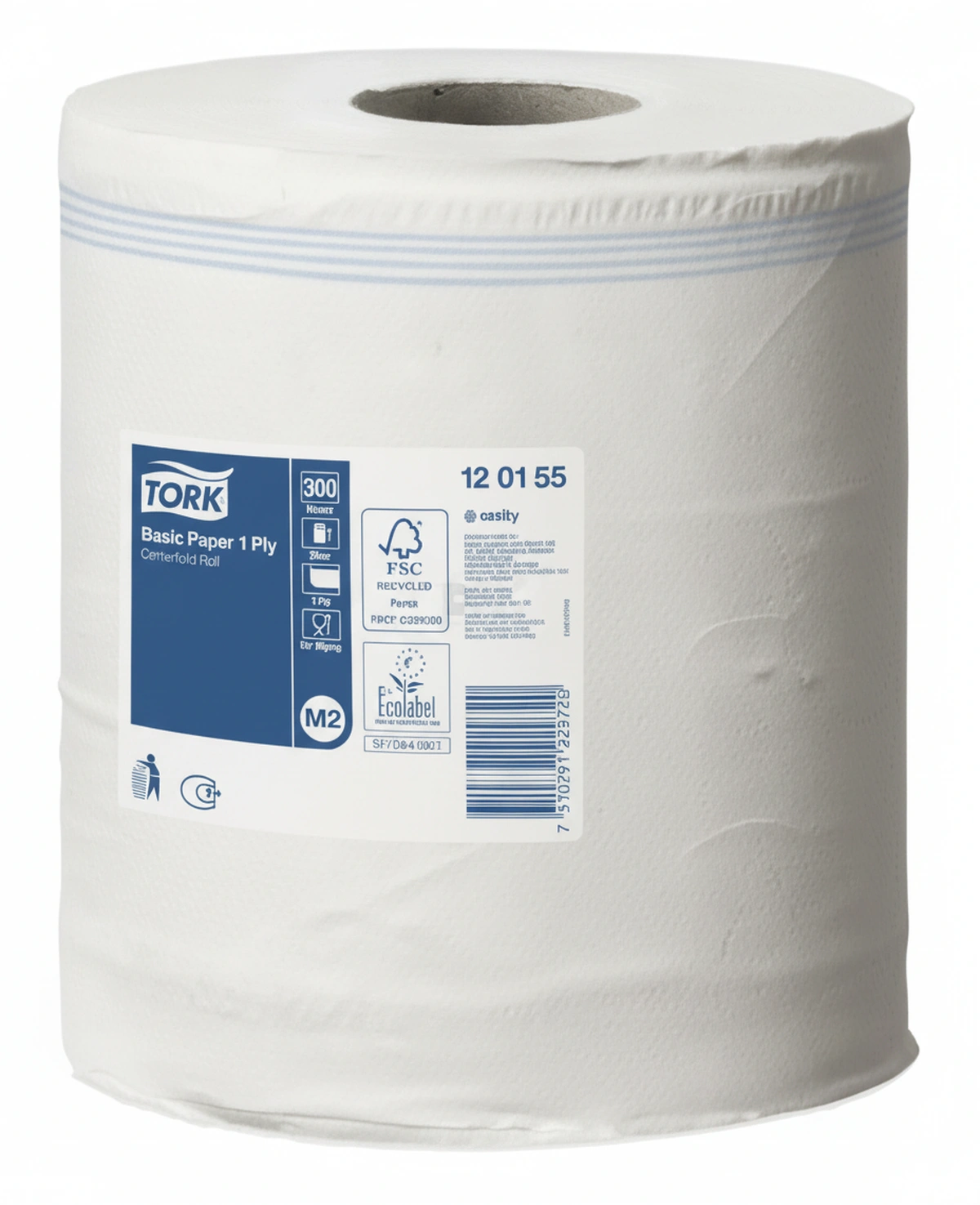 Kramp - PM120155 - Papierhandtuch, weisse Rolle, 20cm x 300m, 1-lagig, Aussen-Diameter 187mm, 6 Rollen, Tork