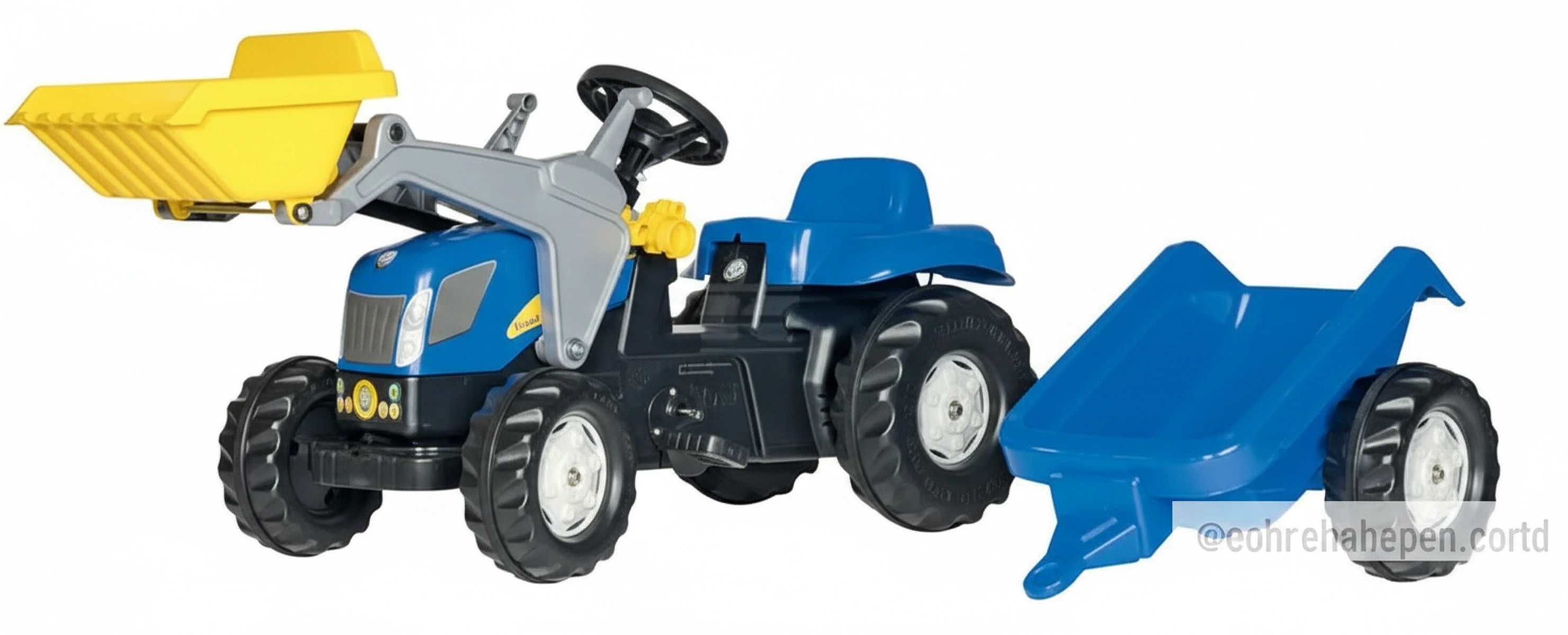 Kramp - R02392 - Pedaltraktor mit Frontlader und Anhaenger, New Holland, ab 2.5 Jahren, rollyKid von Rolly Toys