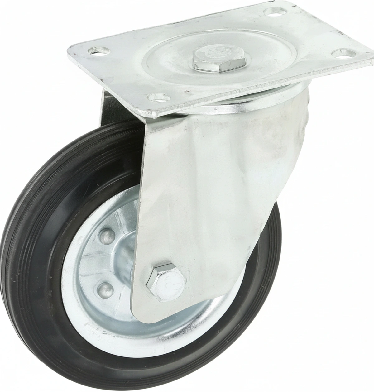 Kramp - WH5081160 - Rollenrad schwenkbar, Gummilaufrad: Diameter 160x40mm, Plattenbefestigung: 135x110mm Belastung: 180kg, Ro-Carr