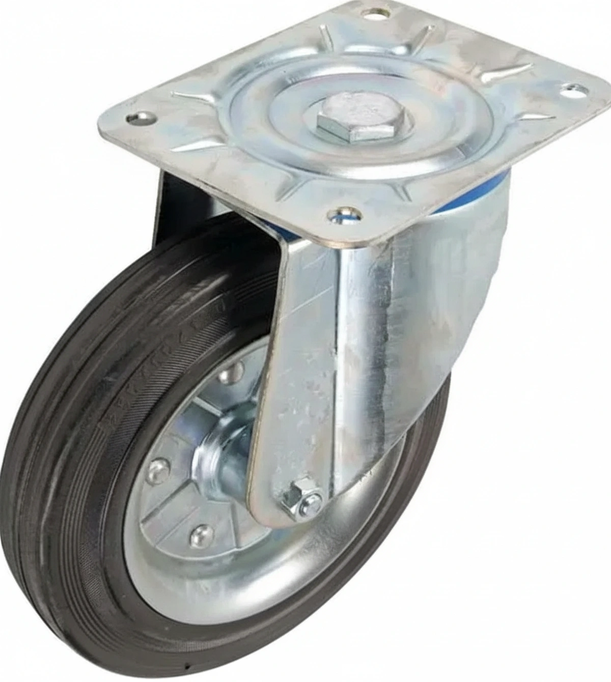 Kramp - WH5081250B - Rollenrad Schwenkbar, Gummilaufrad: Diameter 250x60mm, Plattenbefestigung: 200x160mm Belastung: 350kg, Ro-Carr