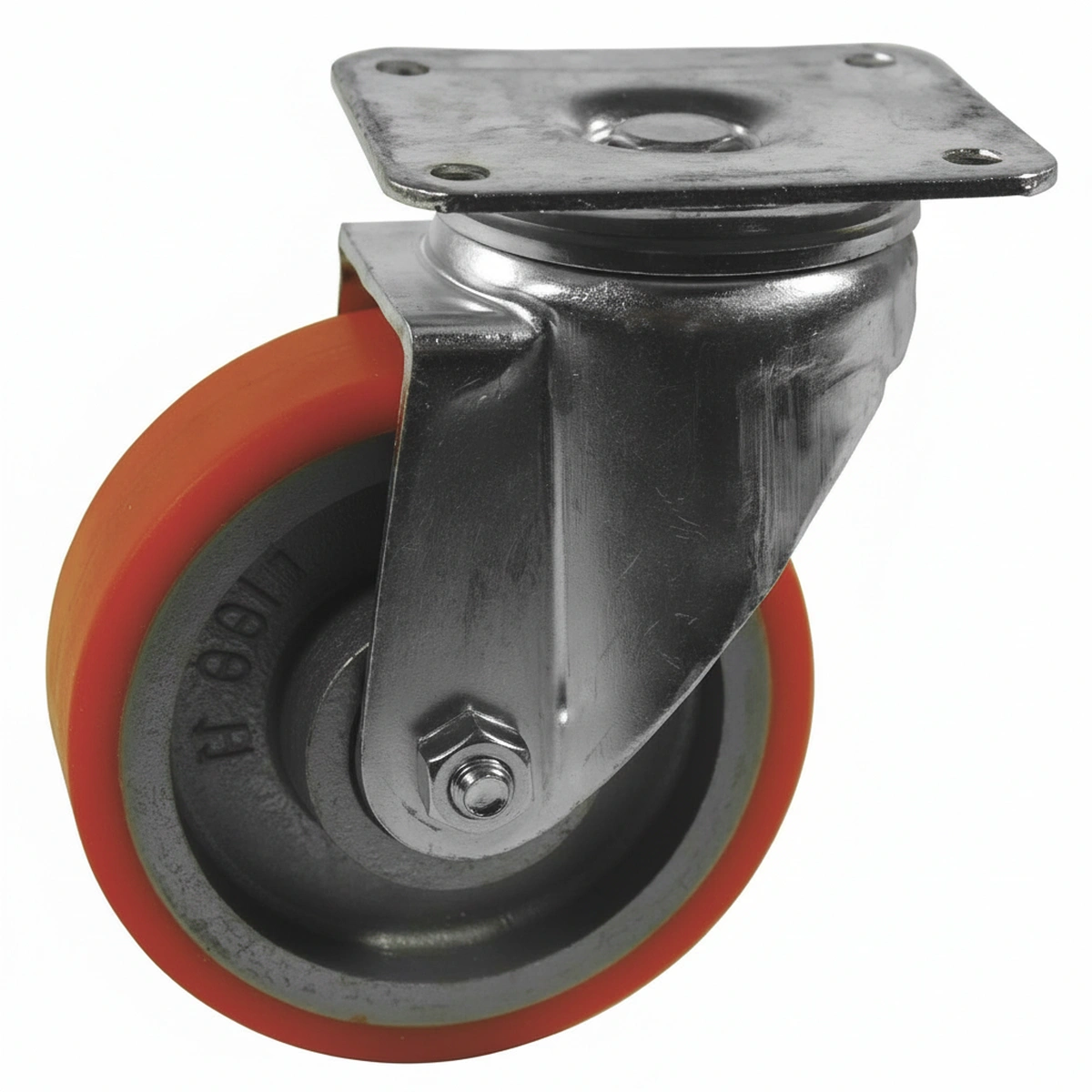Kramp - WH700125 - Lenkrolle, Polyurethanrad: Diameter 125x35mm, Plattenbefestigung: 105x85mm Belastung: 250kg, Ro-Carr