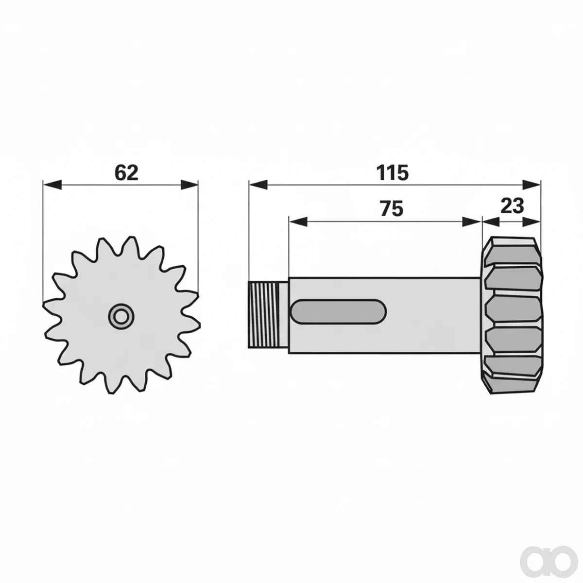 Krone - 00416406 - Ritzelwelle 16 Zaehne, 15 Prillinger