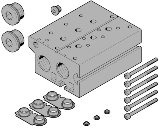 Festo - VABM-B10-30E-N34-2-P3-8026404 - Anschluss Block