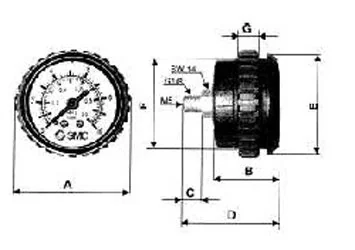SMC - KP8-16-40 - Paneel-Manometer