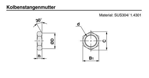 SMC - NT-05SUS - Kolbenstangenmutter
