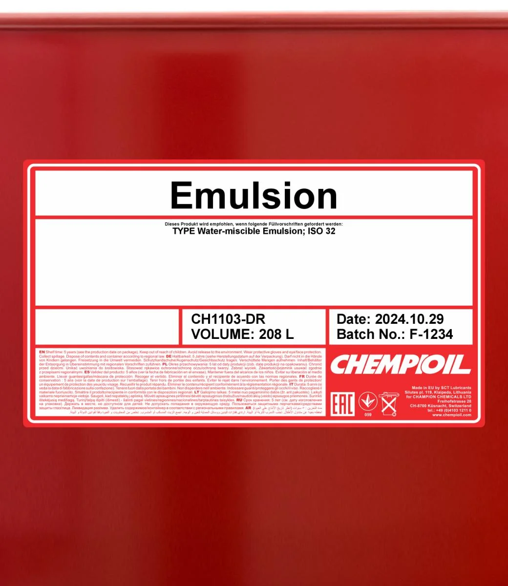 CHEMPIOIL - CH1103DR - 1103 Emulsion 208L