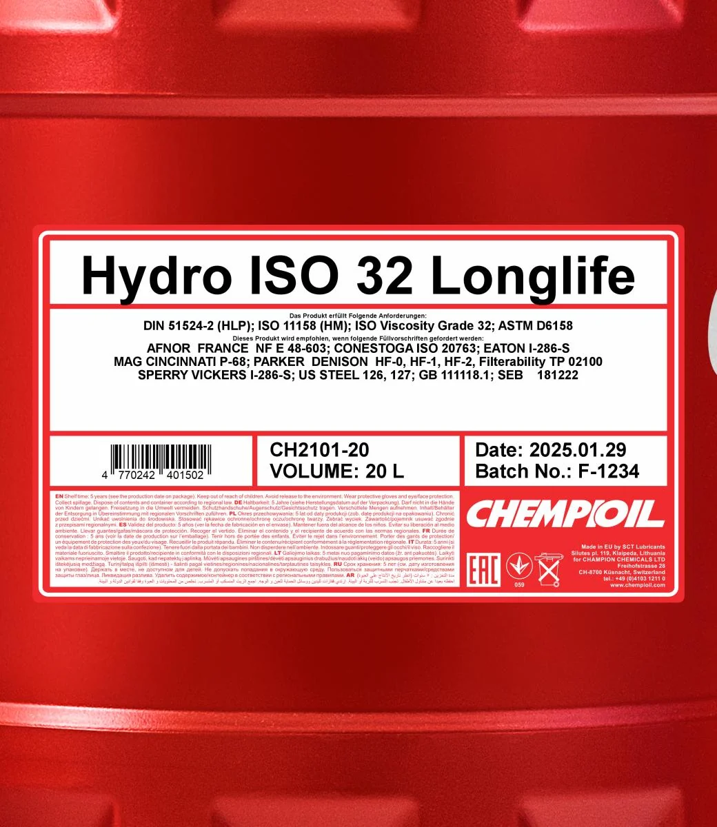 CHEMPIOIL - CH210120 - Hydro ISO 32 LONGLIFE 20L