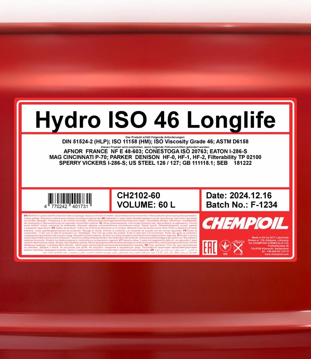 CHEMPIOIL - CH210260 - Hydro ISO 46 LONGLIFE 60L