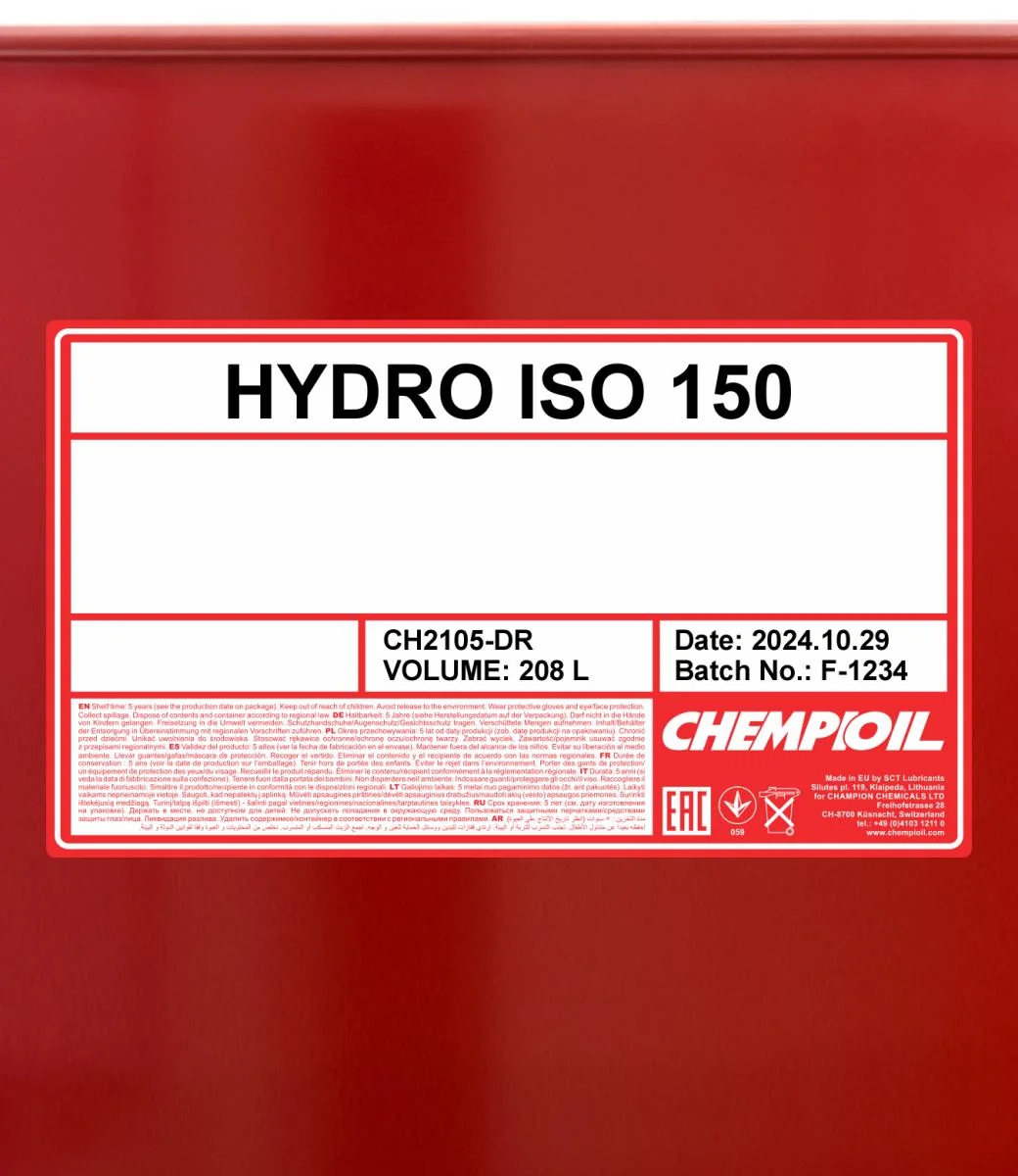 CHEMPIOIL - CH2105DR - Hydro ISO 150 208L