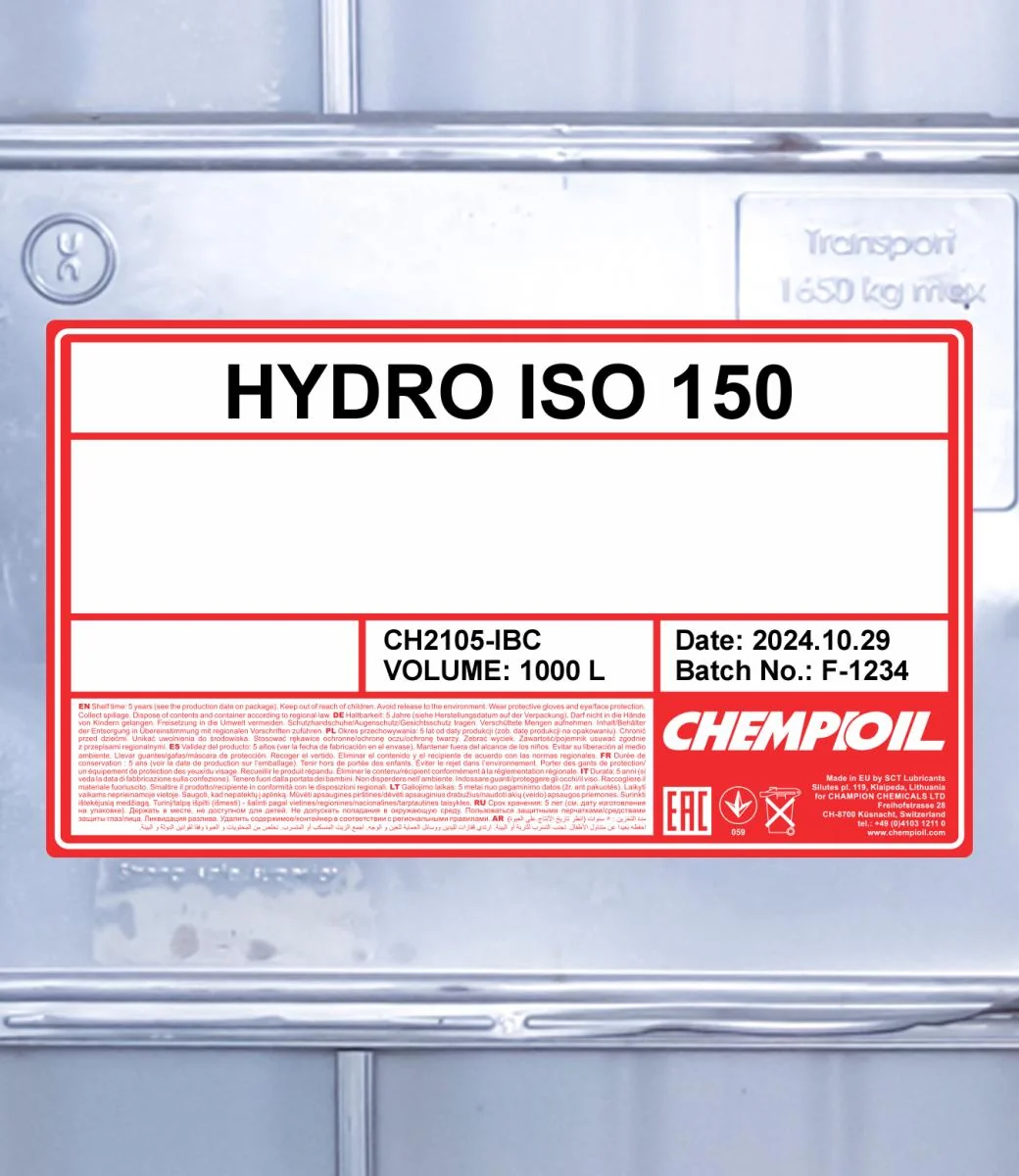 CHEMPIOIL - CH2105IBC - Hydro ISO 150 1000L