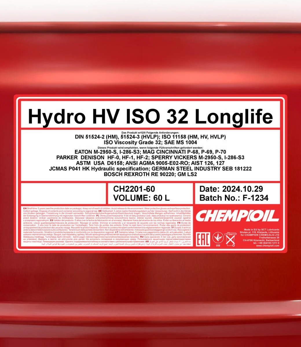 CHEMPIOIL - CH220160 - Hydro HV ISO 32 LONGLIFE 60L