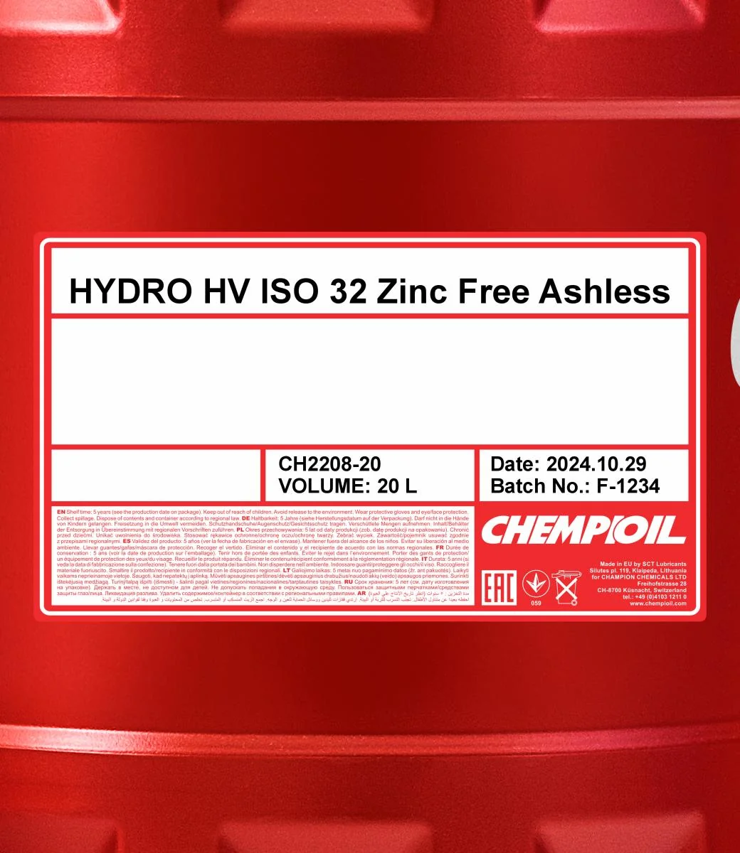 CHEMPIOIL - CH220820 - Hydro HV ISO 32 Zinkfrei 20L