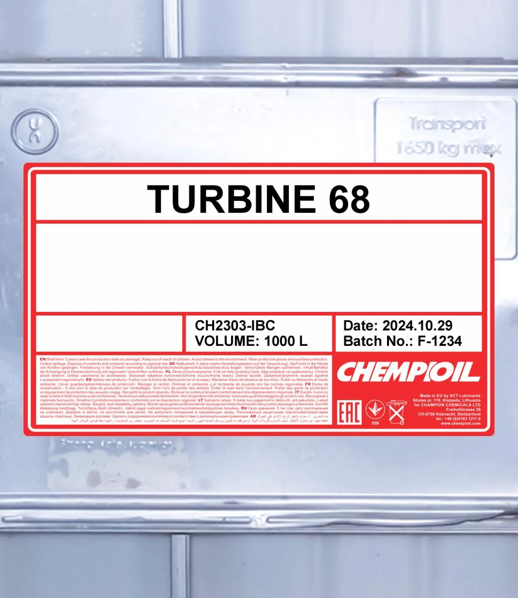 CHEMPIOIL - CH2303IBC - Turbine 68 1000L