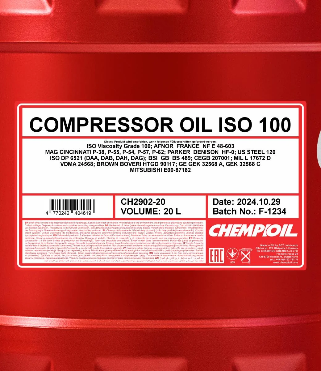 CHEMPIOIL - CH290220 - Kompressoroel ISO 100 20L