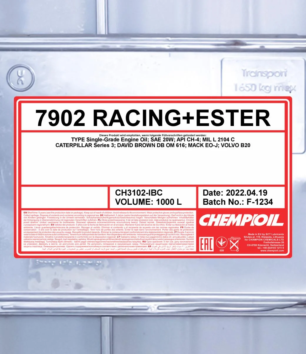 CHEMPIOIL - CH3102IBC - M.O. SAE 20W 1000L