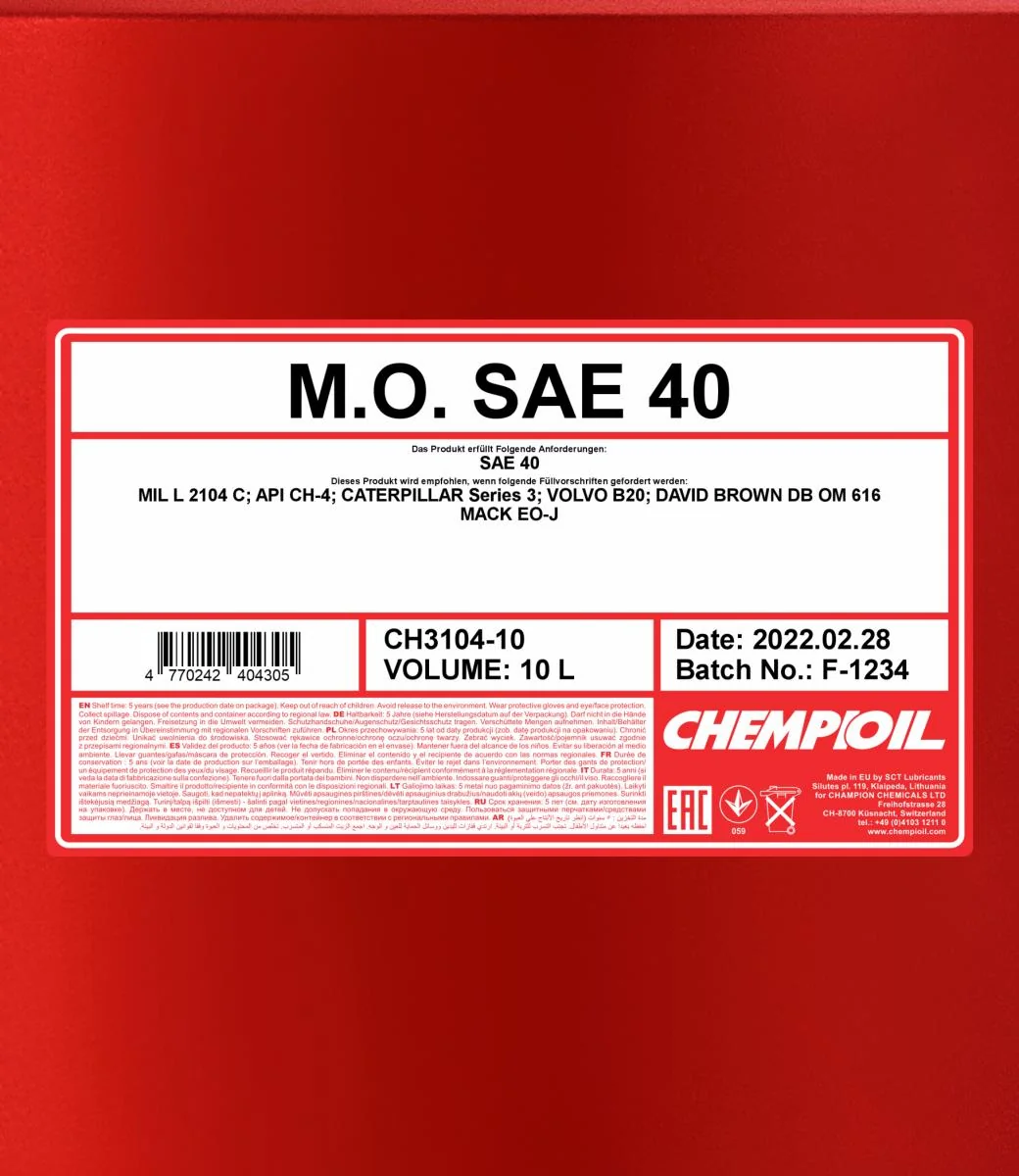 CHEMPIOIL - CH310410 - M.O. SAE 40 10L