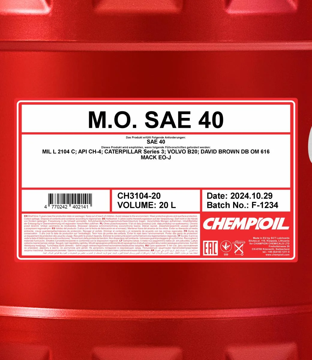 CHEMPIOIL - CH310420 - M.O. SAE 40 20L