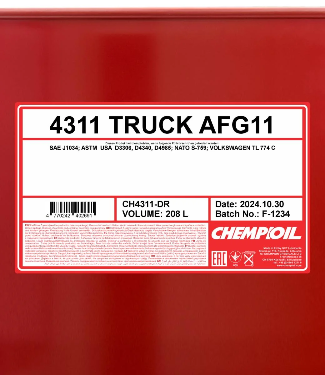CHEMPIOIL - CH4311DR - LKW AFG 11 208L