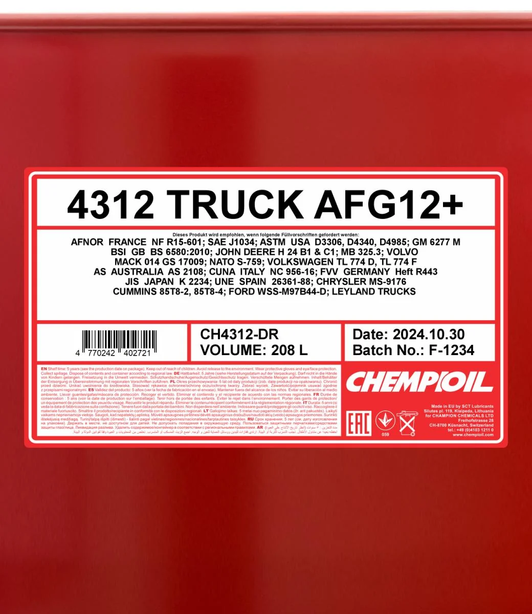CHEMPIOIL - CH4312DR - LKW AFG 12+ 208L
