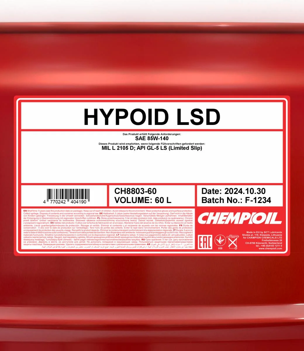 CHEMPIOIL - CH880360 - LSD 85W-140 GL-5 60L