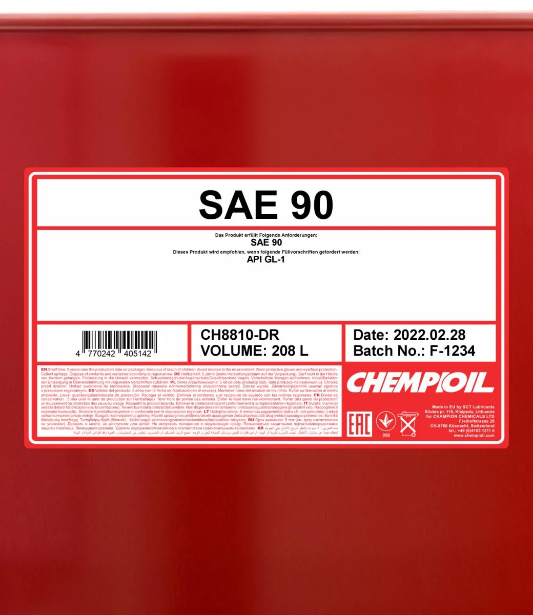 CHEMPIOIL - CH8810DR - 8810 SAE 90 GL-1 208L