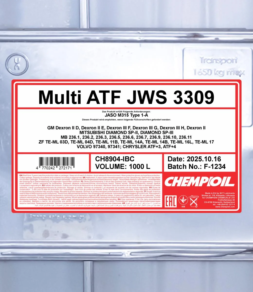 CHEMPIOIL - CH8904IBC - Multi ATF 1000L