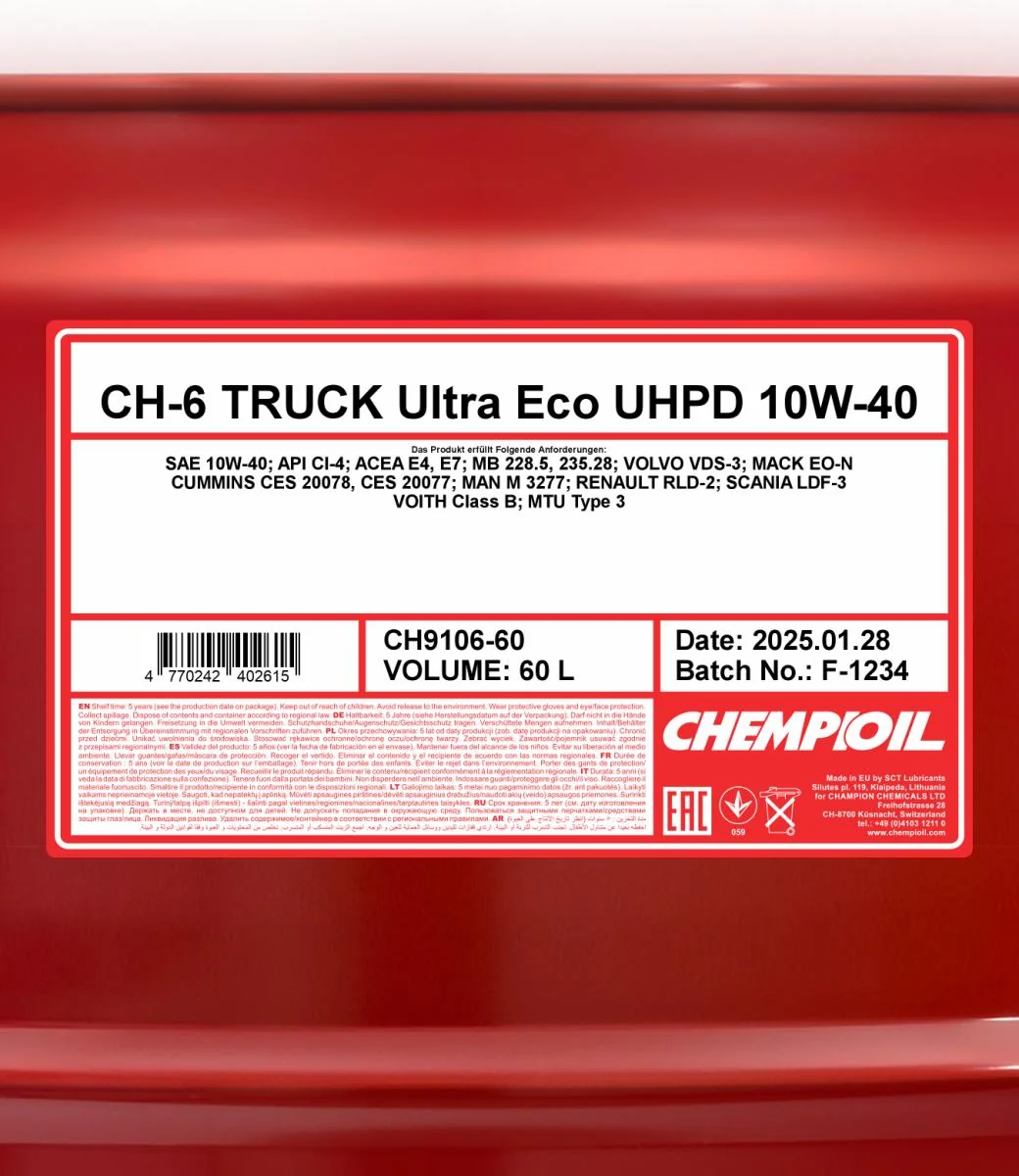 CHEMPIOIL - CH910660 - CH-6 LKW Ultra Eco UHPD 10W-40 60L