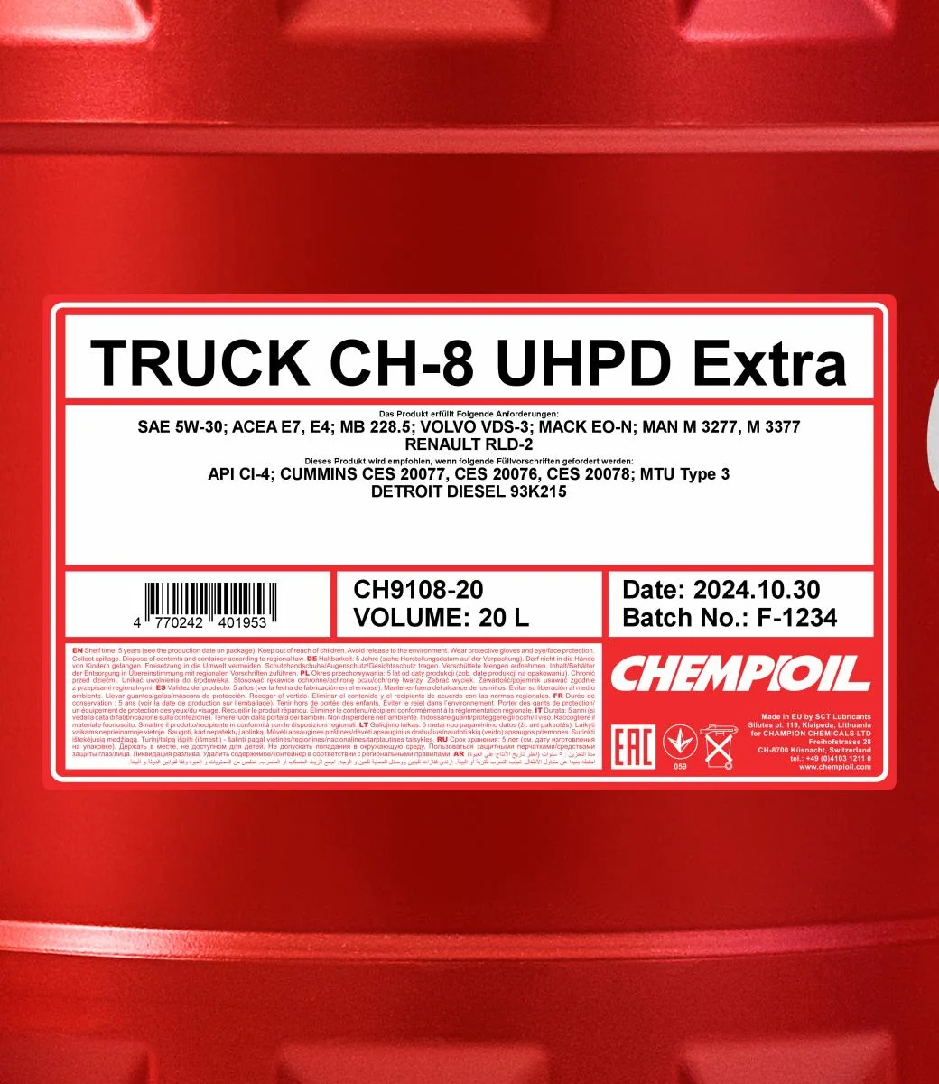 CHEMPIOIL - CH910820 - CH-8 LKW Extra 5W-40 20L