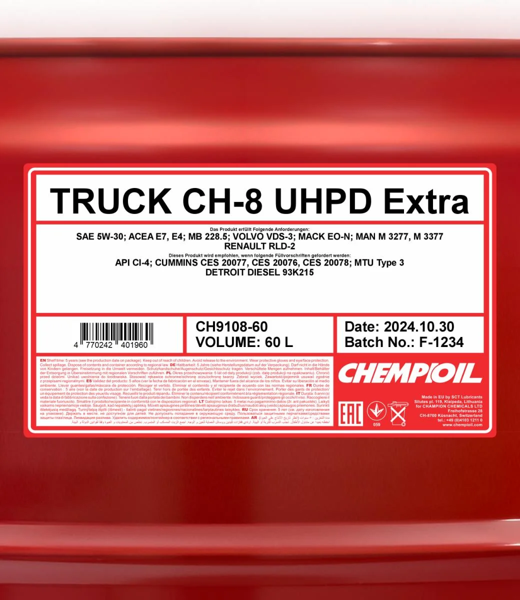 CHEMPIOIL - CH910860 - CH-8 LKW Extra 5W-40 60L