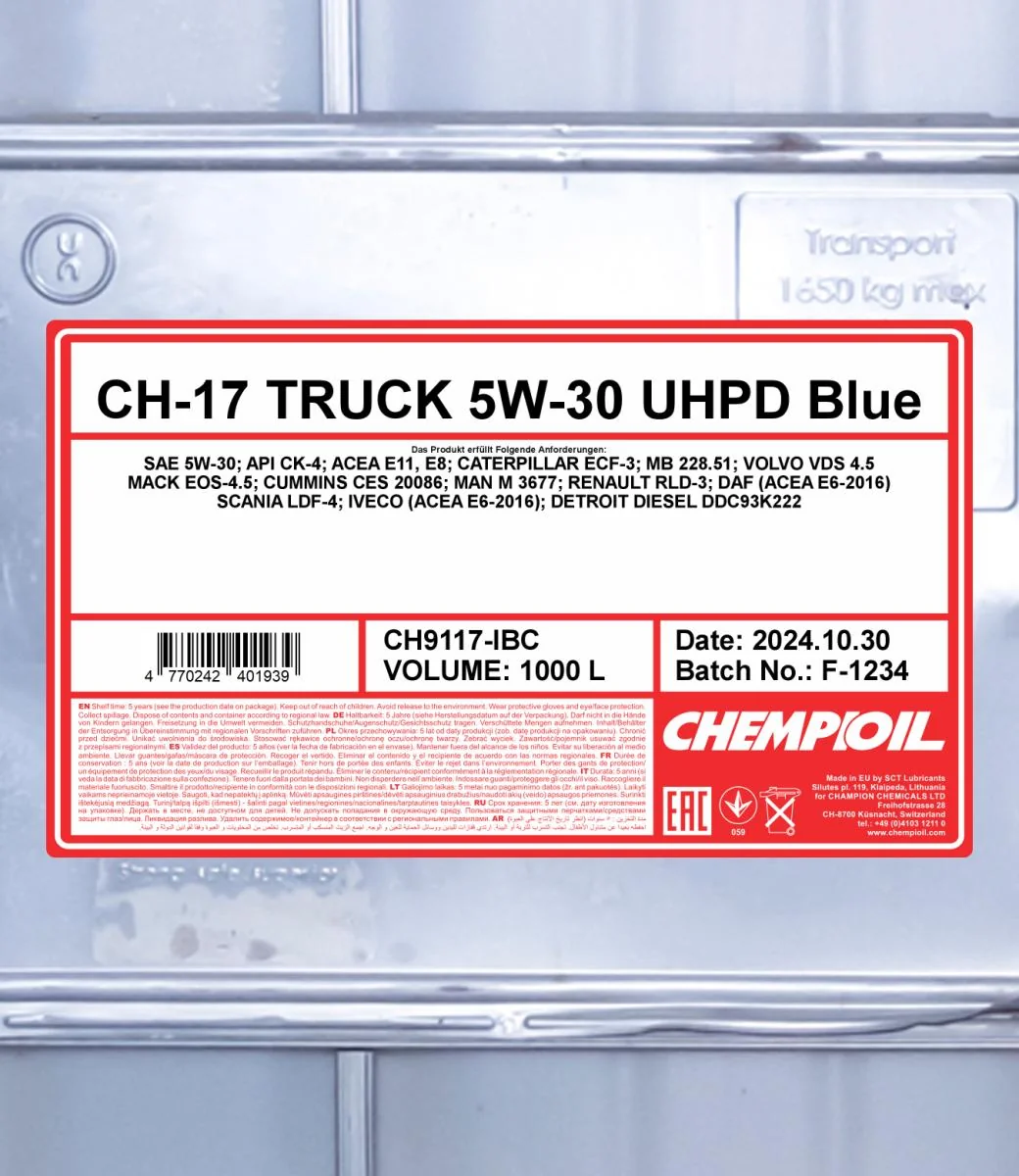 CHEMPIOIL - CH9117IBC - CH-17 LKW UHPD 5W-30 Blau 1000L