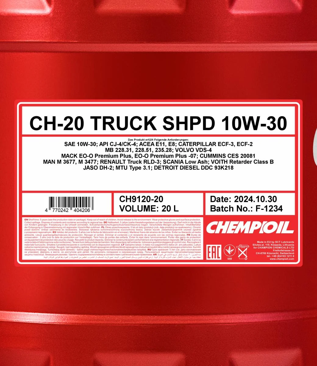 CHEMPIOIL - CH912020 - CH-20 SHPD 10W-30 20L