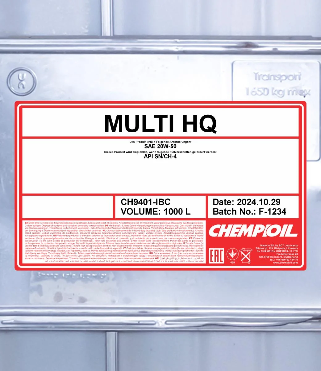 CHEMPIOIL - CH9401IBC - Multi HQ 20W-50 1000L