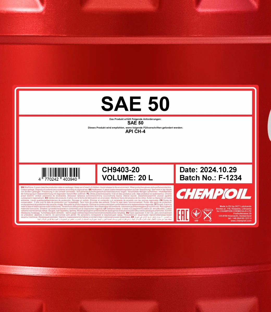 CHEMPIOIL - CH940320 - SAE 50 20L
