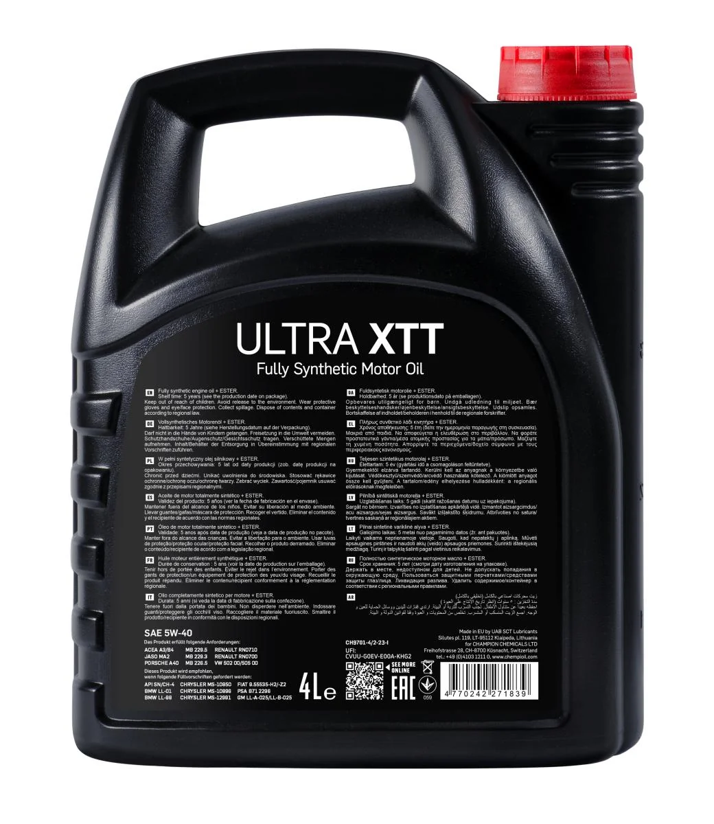 CHEMPIOIL - CH97014 - Ultra XTT 5W-40 4L